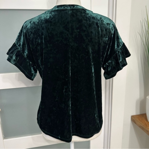 Z Supply Velour Ruffle Sleeves Top SZ Small Emerald Green Coquette EUC - Picture 8 of 8